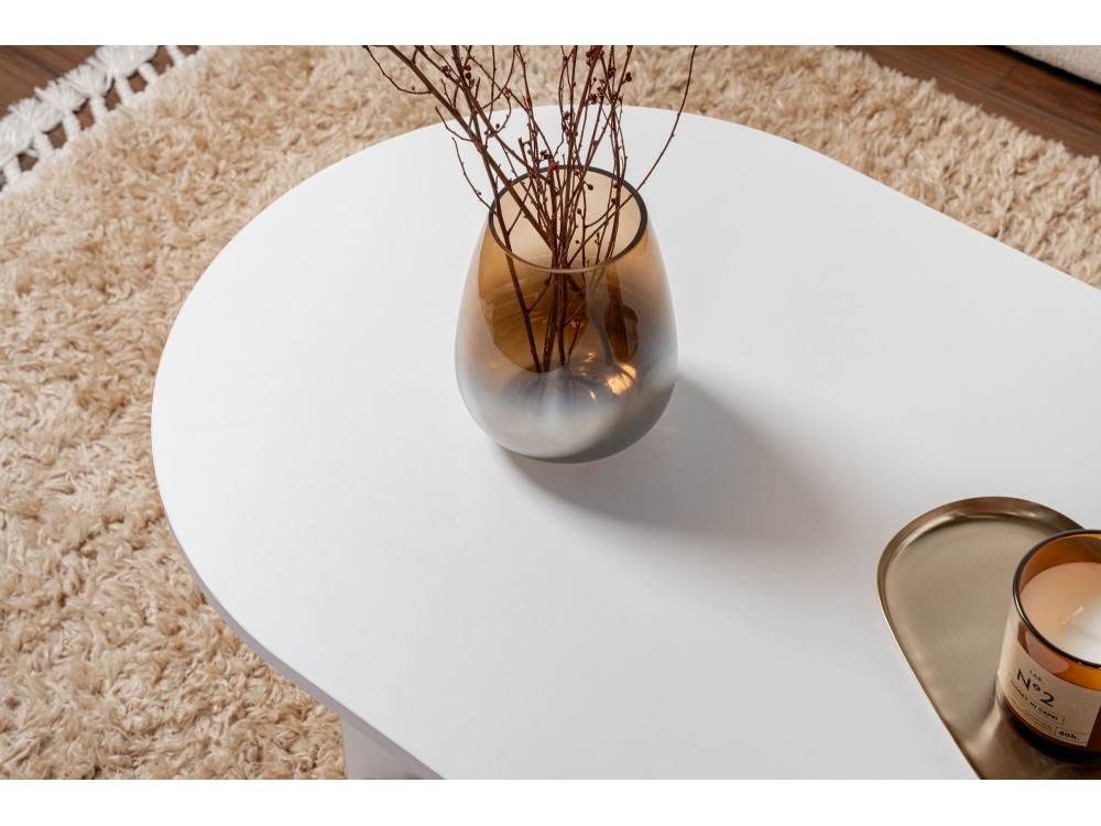 Tavolino da caffè in legno "Sabbia" - 60 x 119 x 40 cm - Bianco