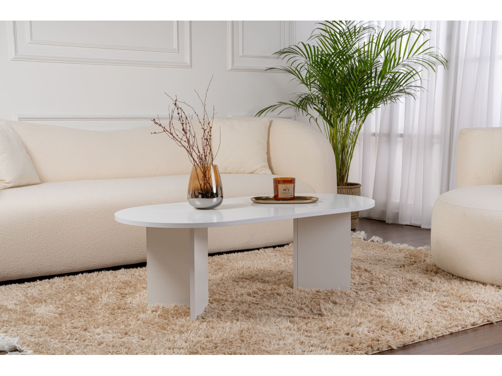 Tavolino da caffè in legno "Sabbia" - 60 x 119 x 40 cm - Bianco