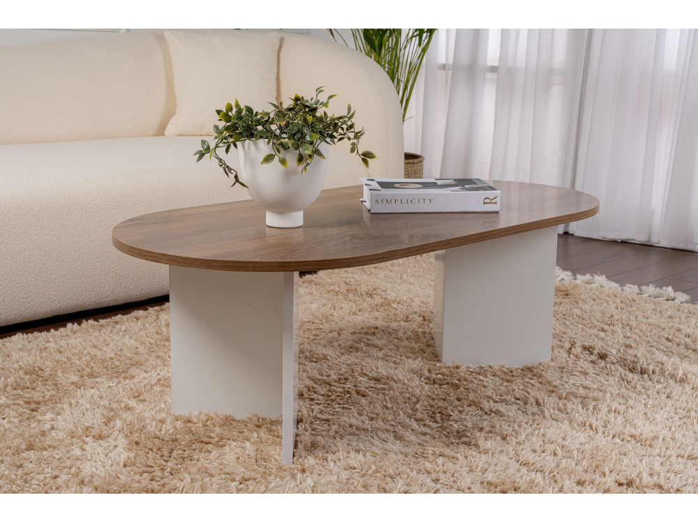 Tavolino da caffè in legno "Sabbia" - 60 x 119 x 40 cm - Noce Bianco
