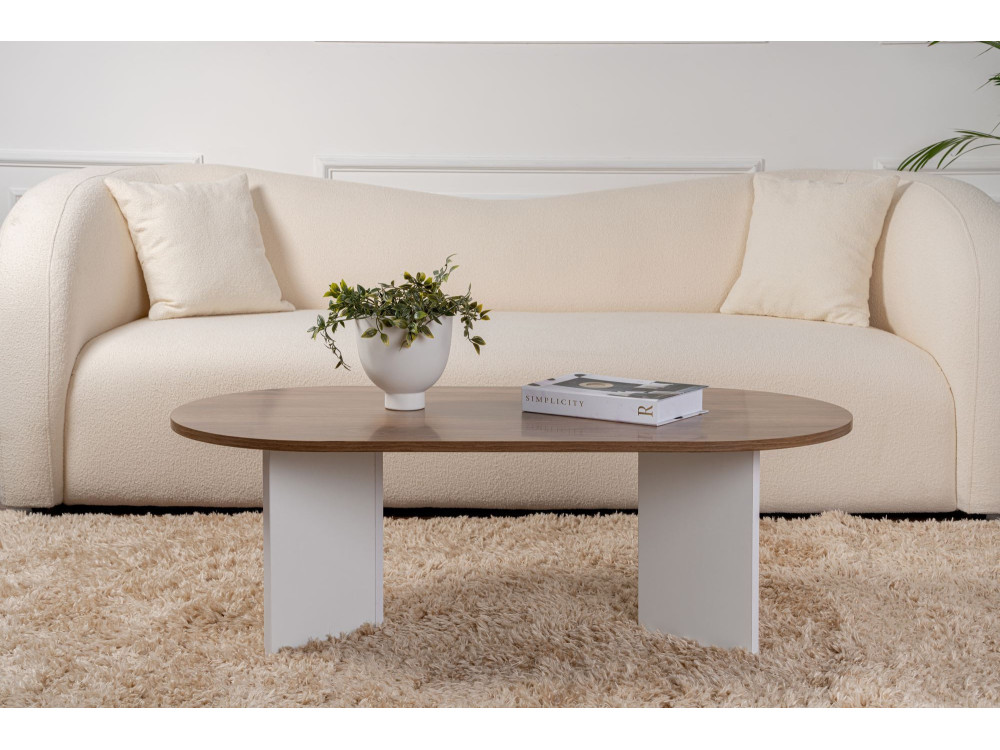 Tavolino da caffè in legno "Sabbia" - 60 x 119 x 40 cm - Noce Bianco
