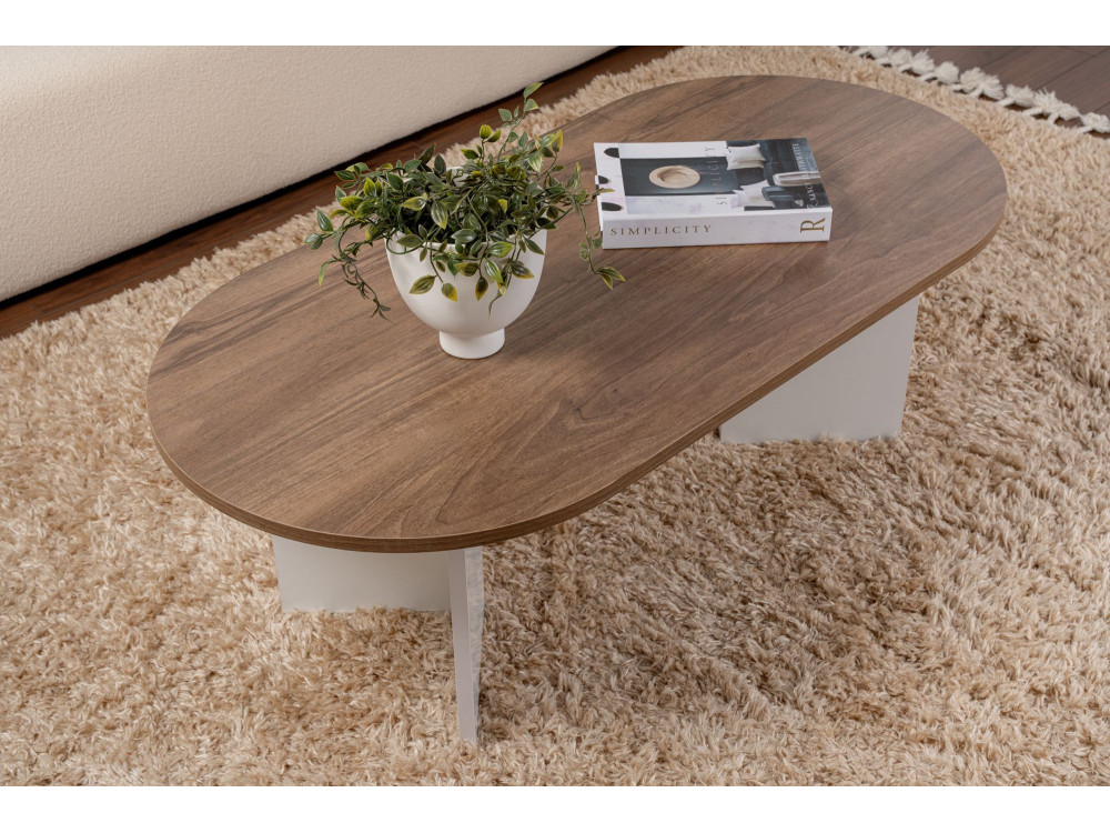 Tavolino da caffè in legno "Sabbia" - 60 x 119 x 40 cm - Noce Bianco