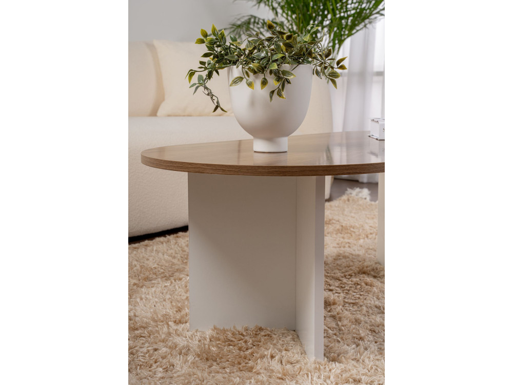 Tavolino da caffè in legno "Sabbia" - 60 x 119 x 40 cm - Noce Bianco
