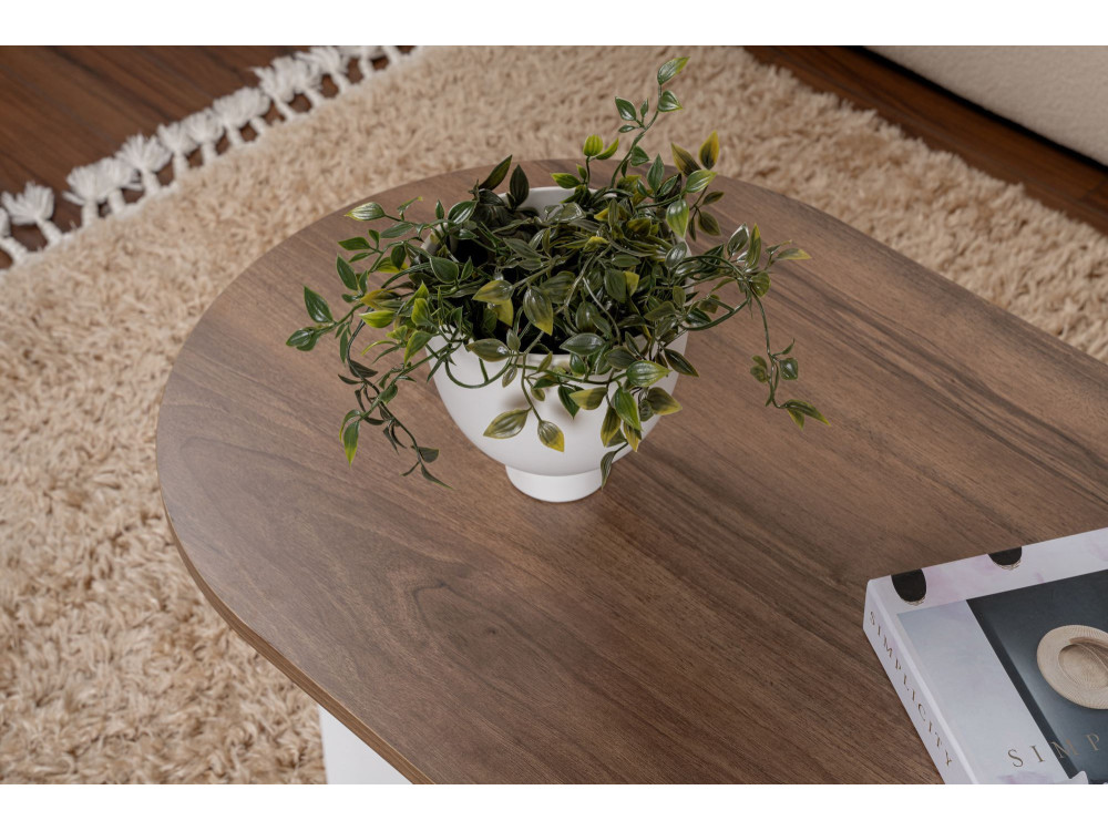 Tavolino da caffè in legno "Sabbia" - 60 x 119 x 40 cm - Noce Bianco