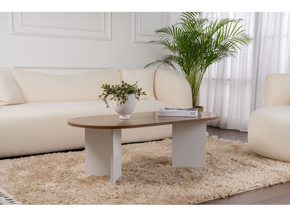 Tavolino da caffè in legno "Sabbia" - 60 x 119 x 40 cm - Noce Bianco