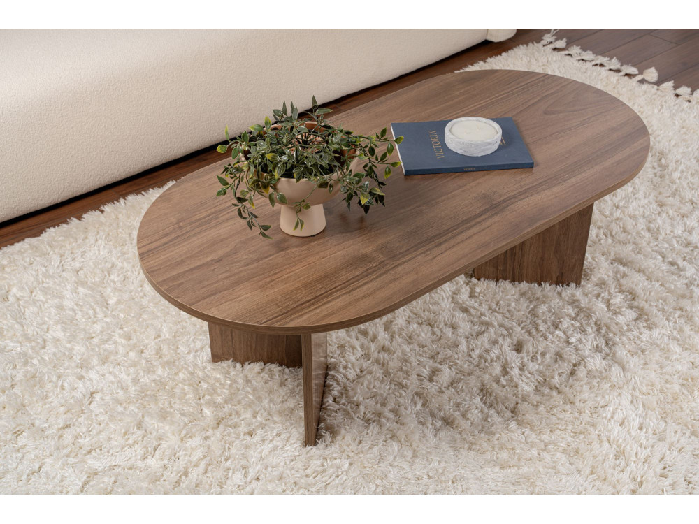 Tavolino da caffè in legno "Sabbia" - 60 x 119 x 40 cm - Noce