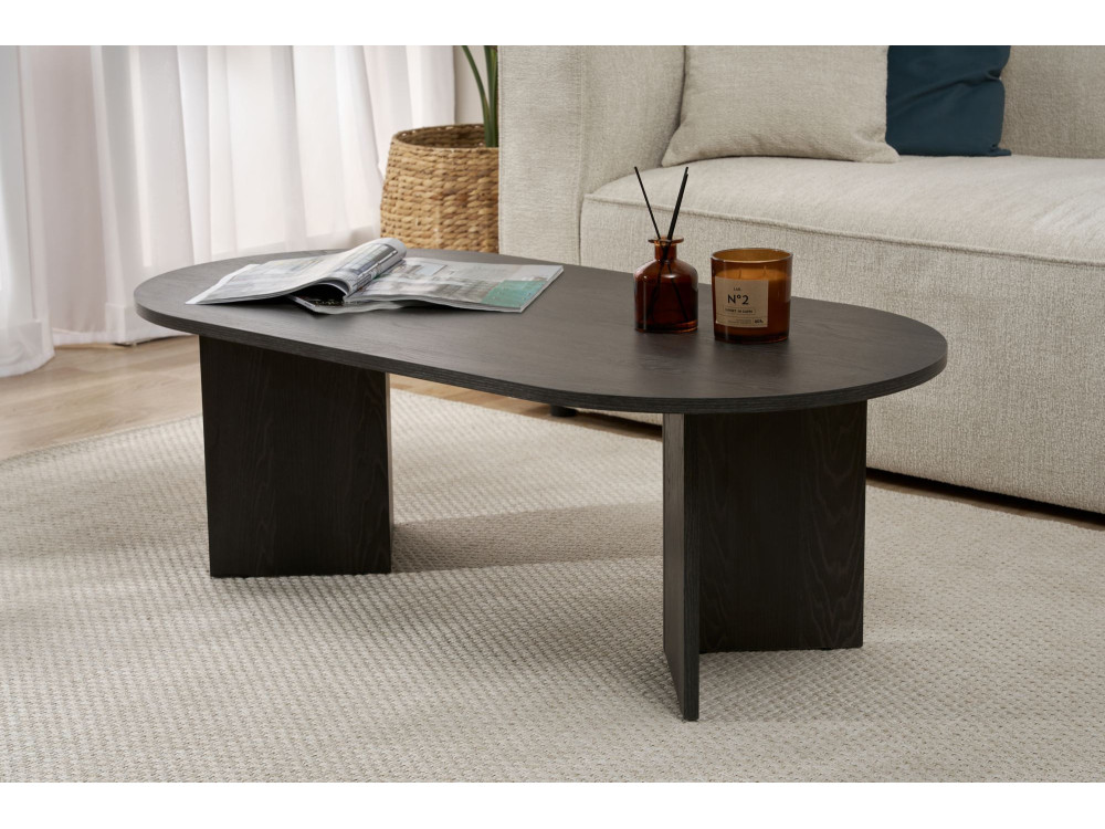 Tavolino da caffè in legno "Sabbia" - 60 x 119 x 40 cm - Nero Chiaro