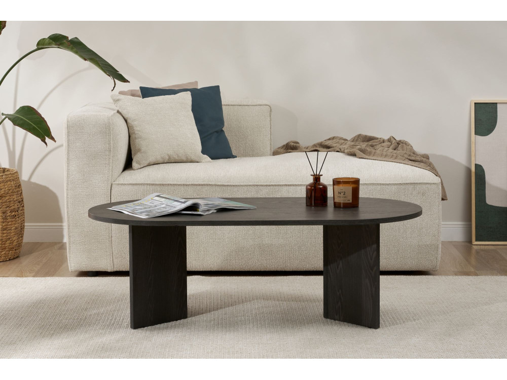 Tavolino da caffè in legno "Sabbia" - 60 x 119 x 40 cm - Nero Chiaro