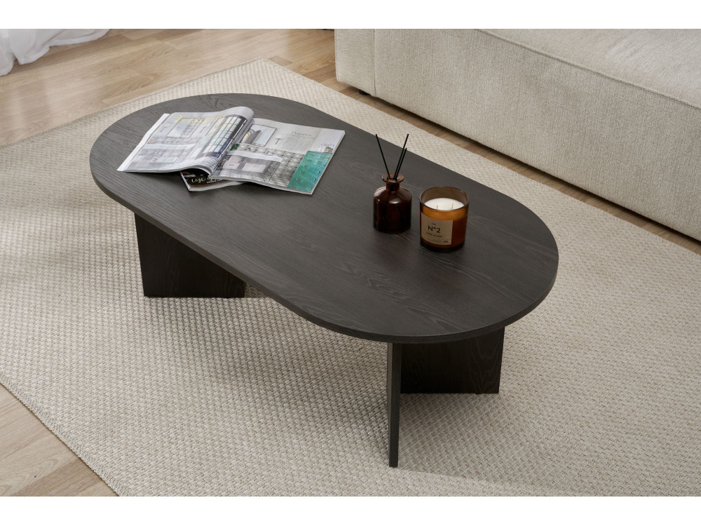 Tavolino da caffè in legno "Sabbia" - 60 x 119 x 40 cm - Nero Chiaro