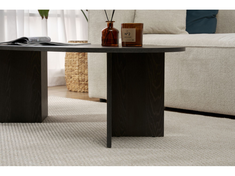 Tavolino da caffè in legno "Sabbia" - 60 x 119 x 40 cm - Nero Chiaro