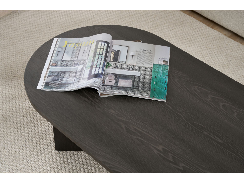 Tavolino da caffè in legno "Sabbia" - 60 x 119 x 40 cm - Nero Chiaro