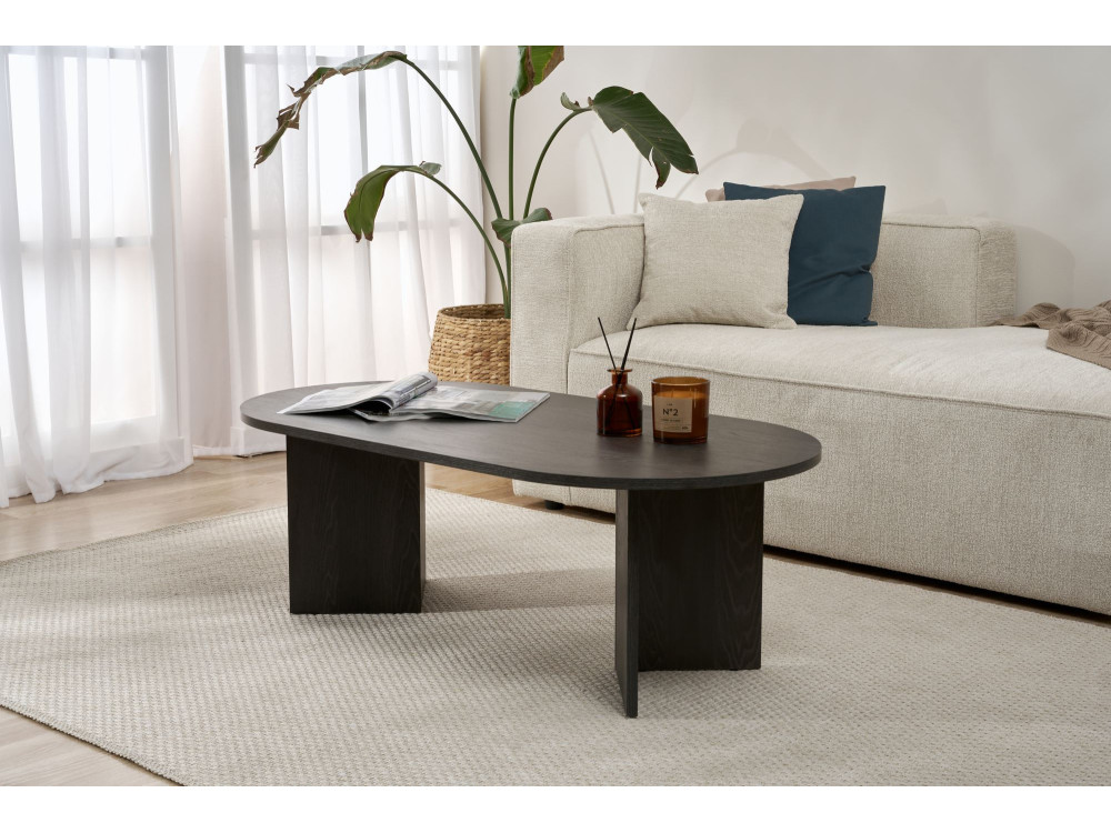 Tavolino da caffè in legno "Sabbia" - 60 x 119 x 40 cm - Nero Chiaro
