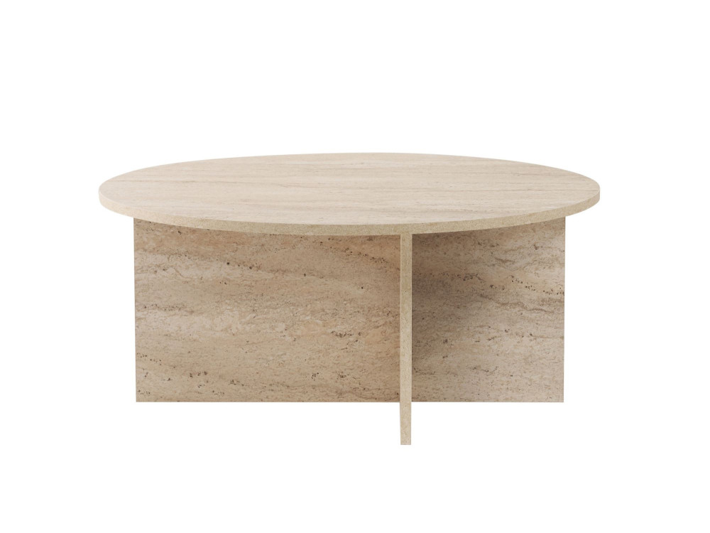 Tavolino da caffè in legno "Sun" - 90 x 90 x 40 cm - Travertino