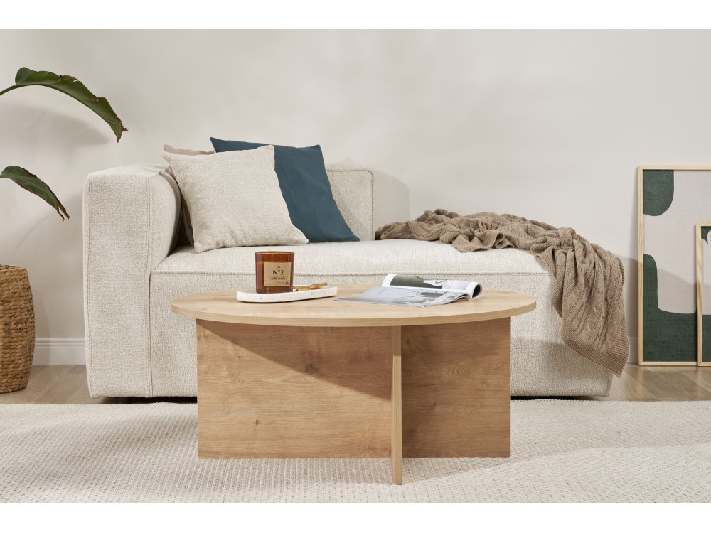 Tavolino da caffè in legno "Sun" - 90 x 90 x 40 cm - Rovere Zaffiro