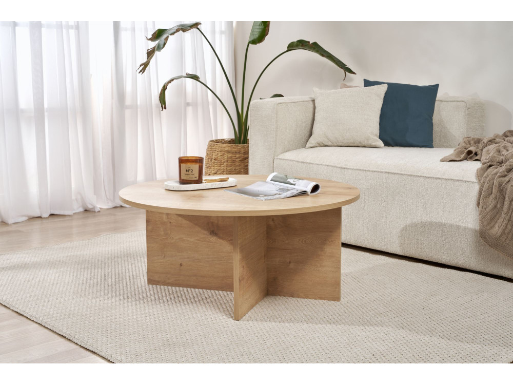 Tavolino da caffè in legno "Sun" - 90 x 90 x 40 cm - Rovere Zaffiro