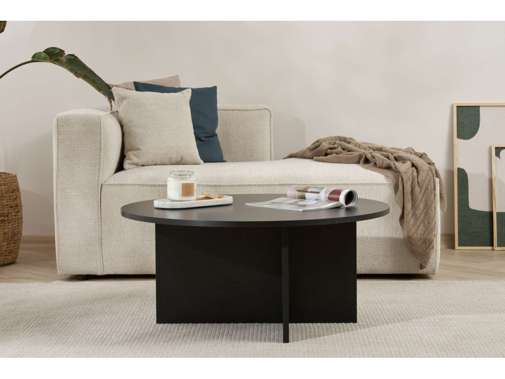 Tavolino da caffè in legno "Sun" - 90 x 90 x 40 cm - Legno nero