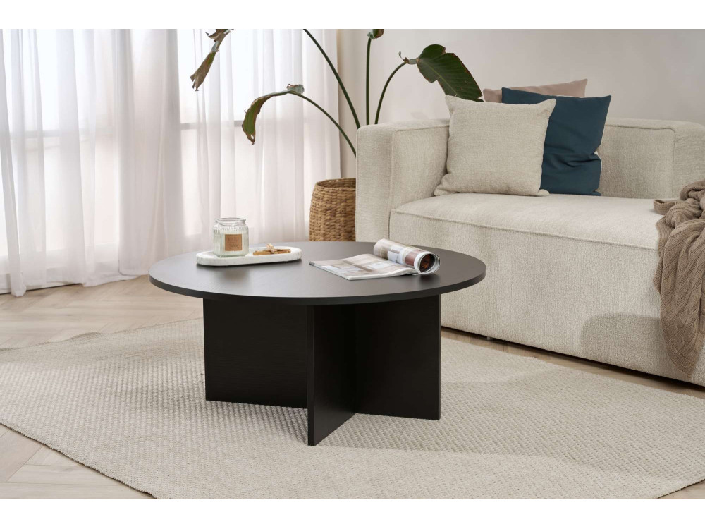 Tavolino da caffè in legno "Sun" - 90 x 90 x 40 cm - Legno nero