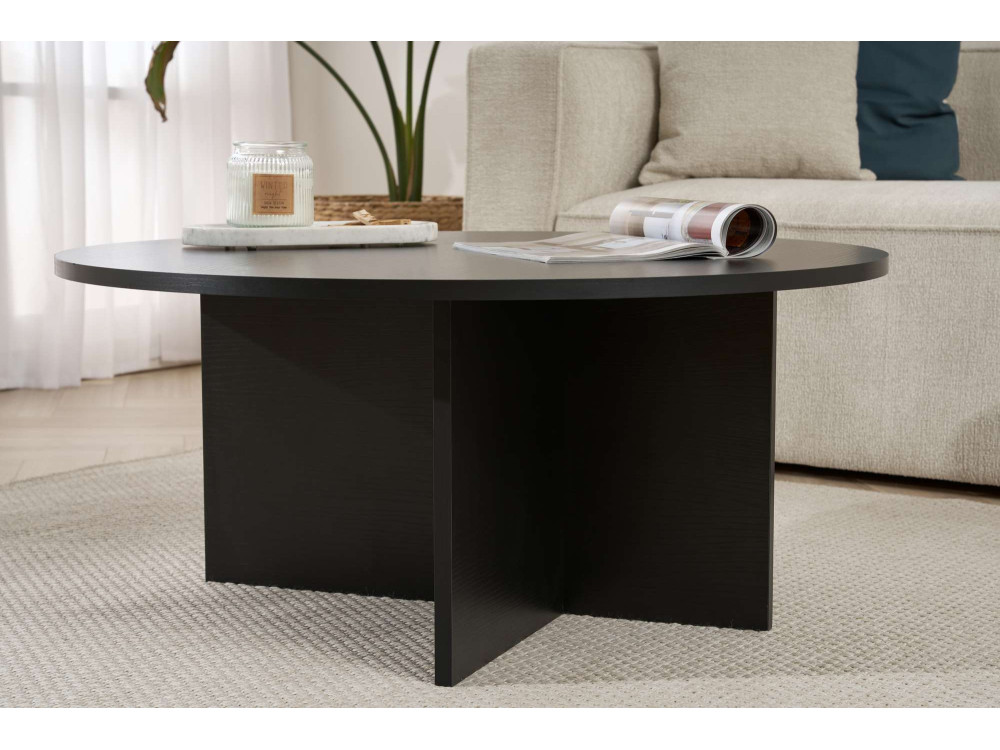 Tavolino da caffè in legno "Sun" - 90 x 90 x 40 cm - Legno nero