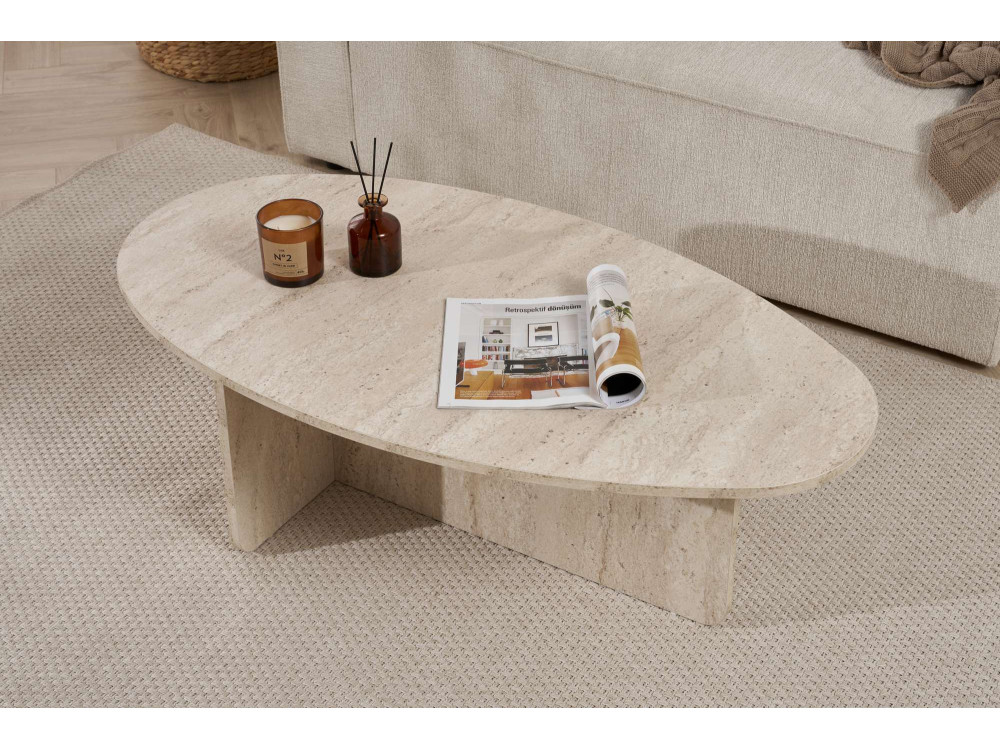 Tavolino in legno "Orba" - 120 x 65 x 40 cm - Travertino