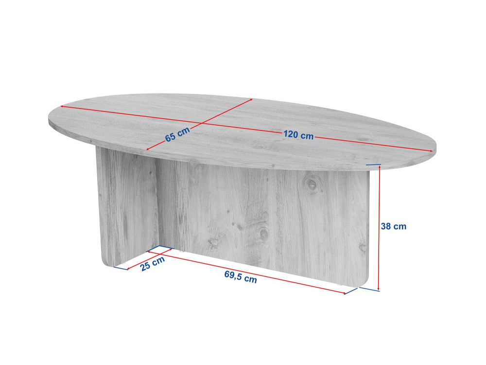 Tavolino in legno "Orba" - 120 x 65 x 40 cm - Rovere