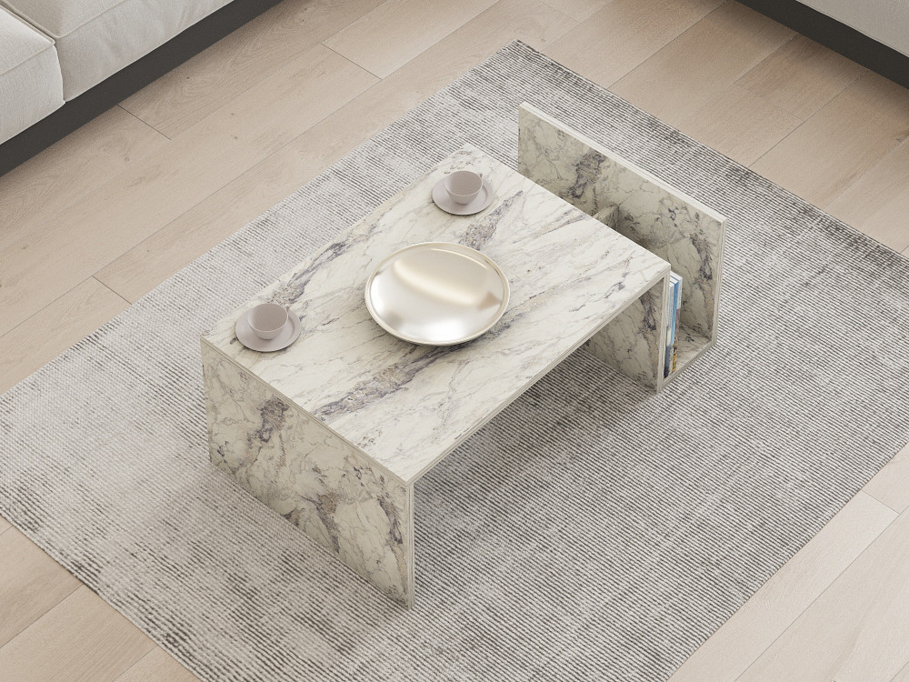 Tavolino da caffè in legno "Memo" - 86 x 50 x 32 cm - Marmo Fresia