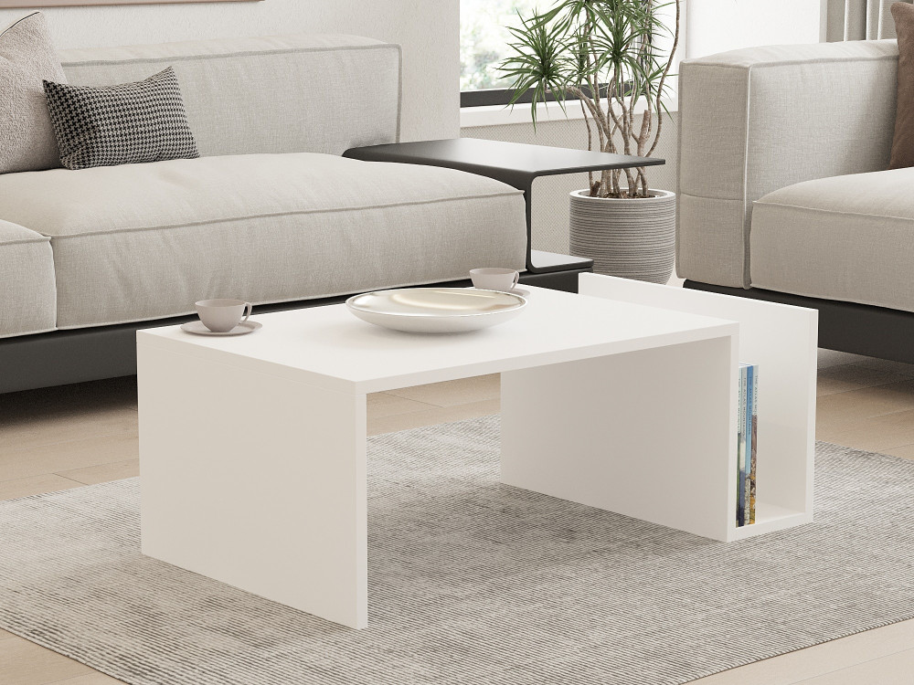 Tavolino da caffè in legno "Memo" - 86 x 50 x 32 cm - Bianco