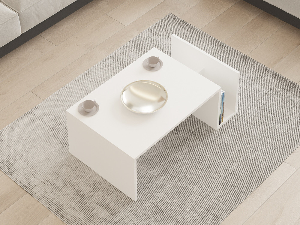 Tavolino da caffè in legno "Memo" - 86 x 50 x 32 cm - Bianco