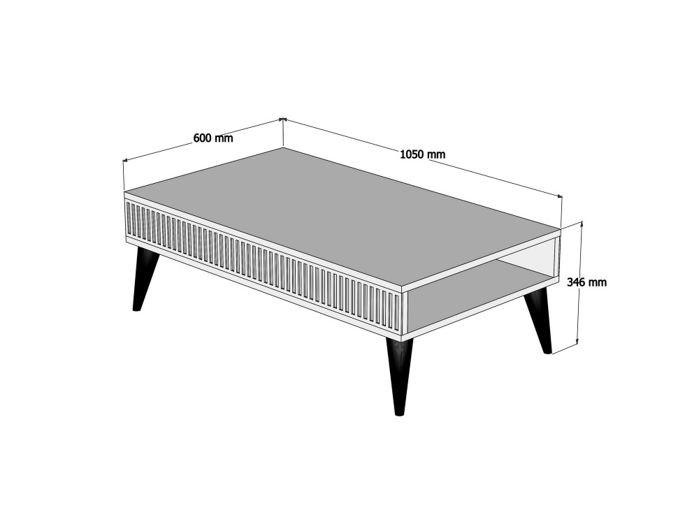 Tavolino da caffè in legno "Milano" - 105 x 60 x 34 cm - Noce Bianco