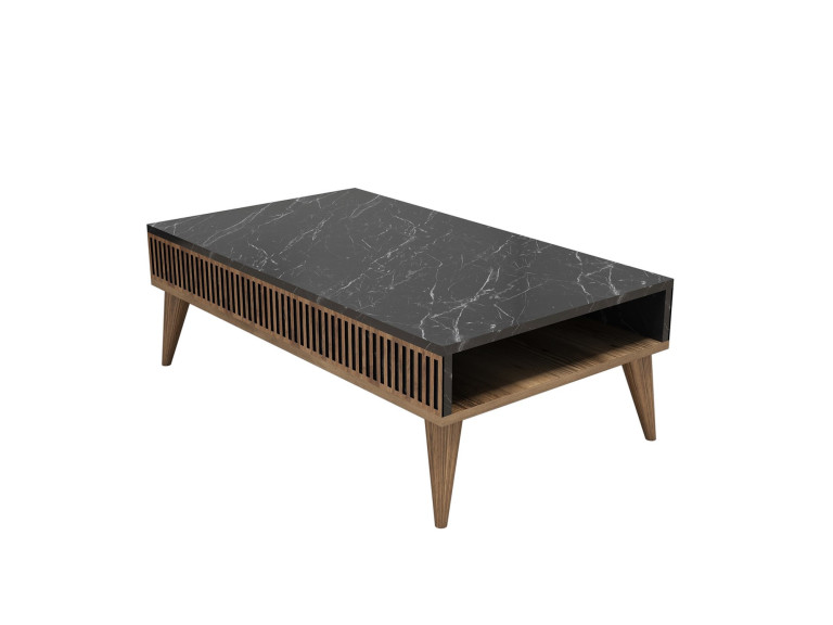 Tavolino in legno "Milano" - 105 x 60 x 34 cm - Noce, Nero
