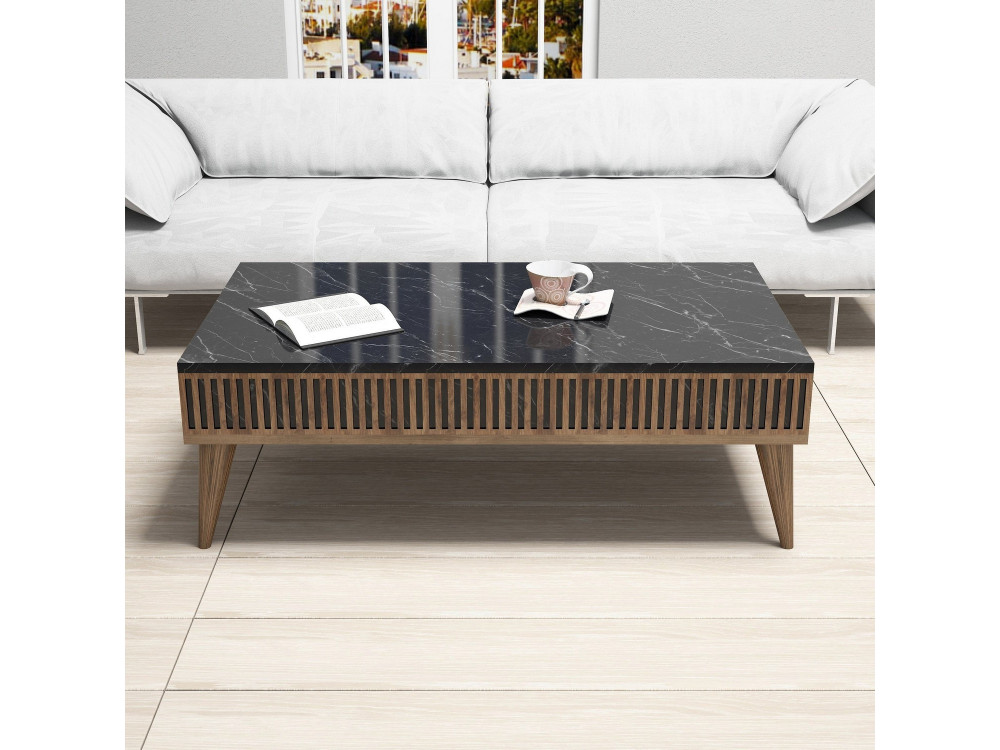 Tavolino in legno "Milano" - 105 x 60 x 34 cm - Noce, Nero