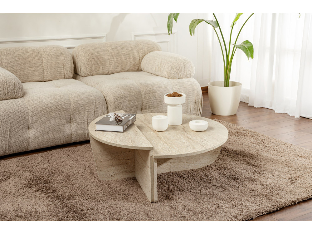 Tavolino da caffè in legno "Orion" - 90 x 60 x 30 cm - Travertino
