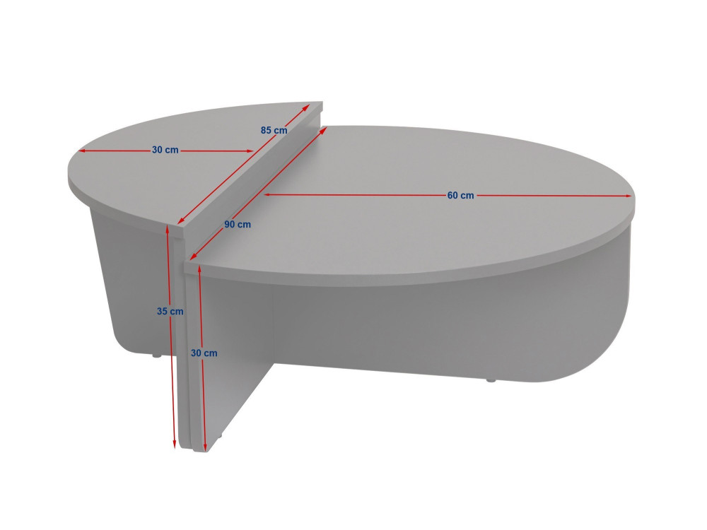 Tavolino in legno "Orion" 90 x 60 x 30 cm - Grigio