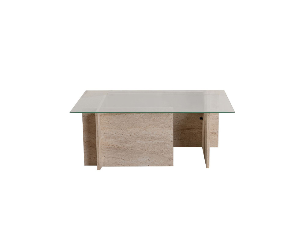 Tavolino in legno "Vetrino" - 105 x 65 x 40 cm - Travertino
