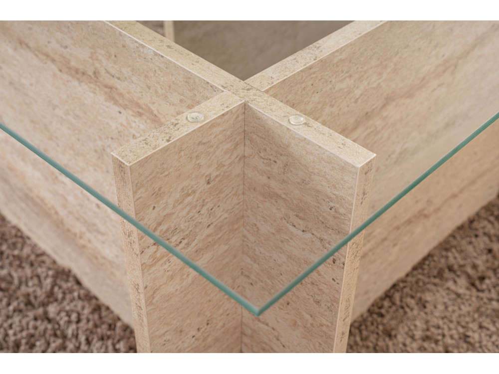 Tavolino in legno "Vetrino" - 105 x 65 x 40 cm - Travertino
