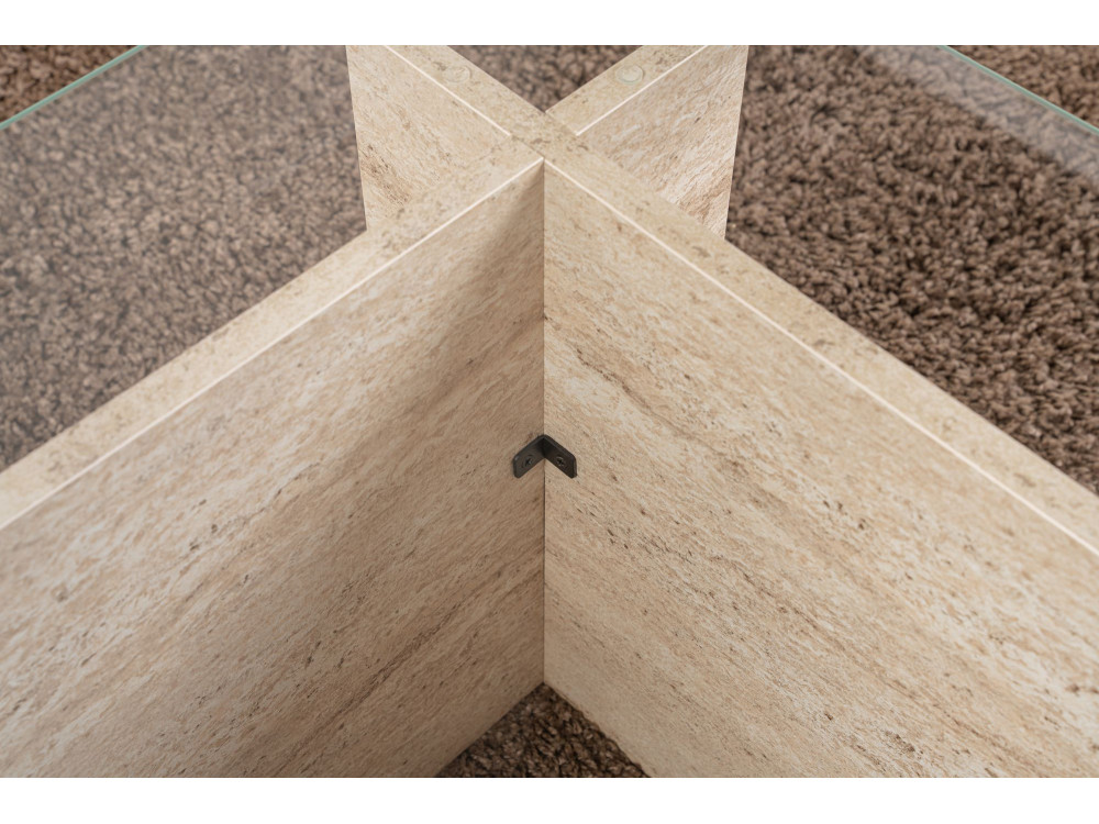 Tavolino in legno "Vetrino" - 105 x 65 x 40 cm - Travertino