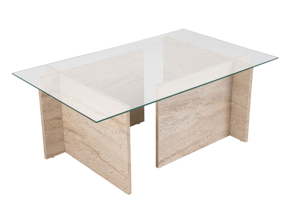 Tavolino in legno "Vetrino" - 105 x 65 x 40 cm - Travertino