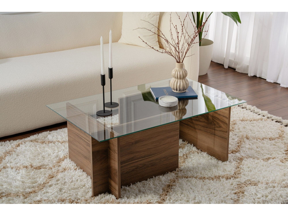 Tavolino in legno "Vetrino" - 105 x 65 x 40 cm - Noce
