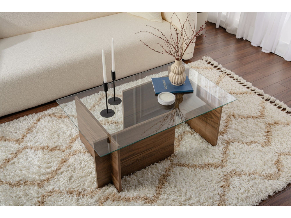 Tavolino in legno "Vetrino" - 105 x 65 x 40 cm - Noce