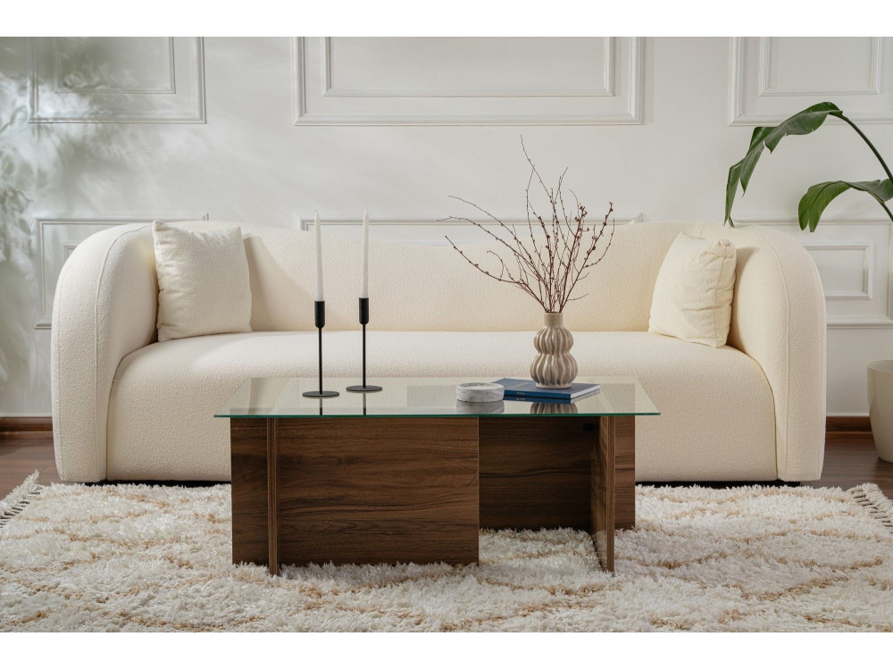 Tavolino in legno "Vetrino" - 105 x 65 x 40 cm - Noce