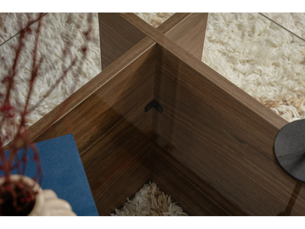 Tavolino in legno "Vetrino" - 105 x 65 x 40 cm - Noce