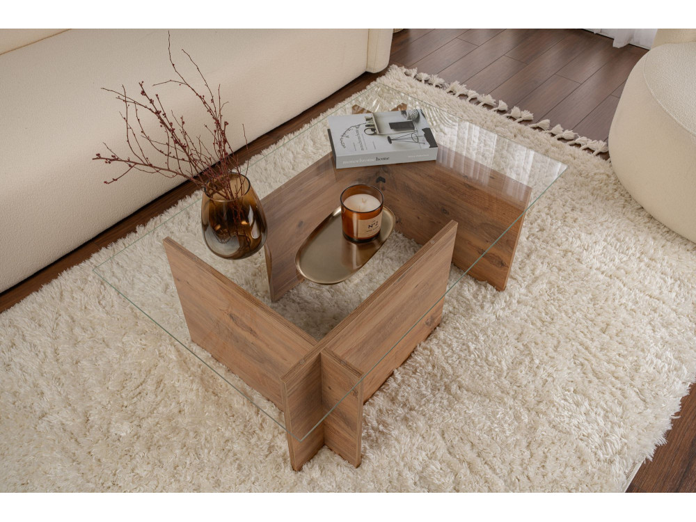 Tavolino in legno "Vetrino" - 105 x 65 x 40 cm - Pino atlantico