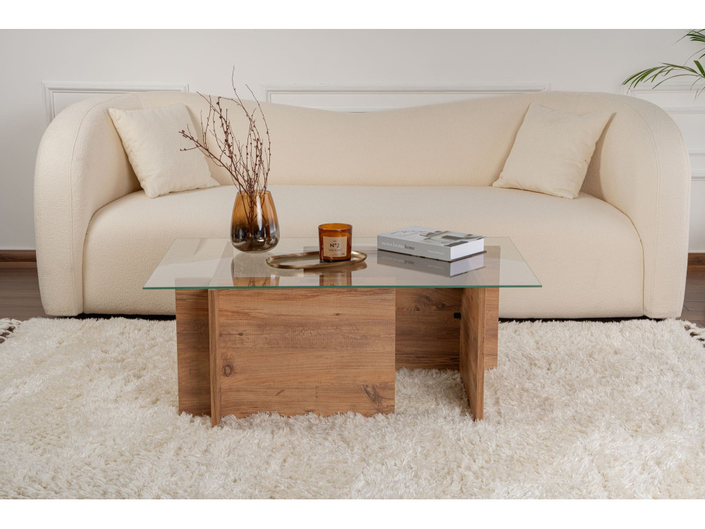 Tavolino in legno "Vetrino" - 105 x 65 x 40 cm - Pino atlantico