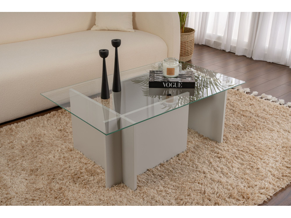 Tavolino in vetro "Vetrino" 105 x 65 x 40 cm - Grigio