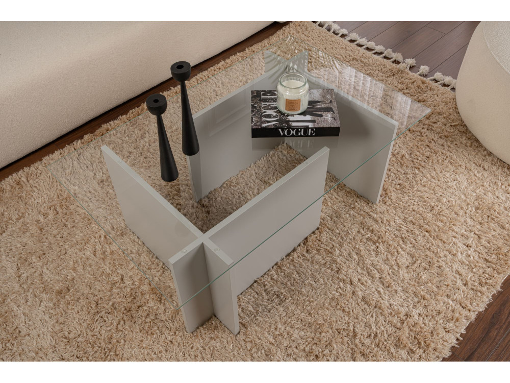 Tavolino in vetro "Vetrino" 105 x 65 x 40 cm - Grigio
