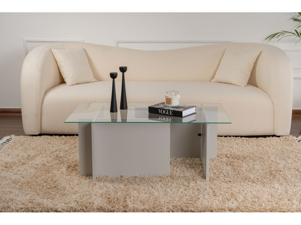 Tavolino in vetro "Vetrino" 105 x 65 x 40 cm - Grigio