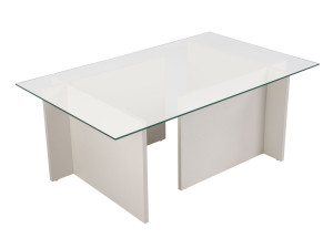 Tavolino in vetro "Vetrino" 105 x 65 x 40 cm - Legno bianco
