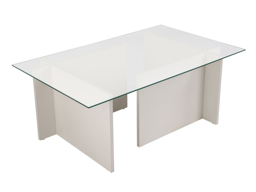 Tavolino in vetro "Vetrino" 105 x 65 x 40 cm - Legno bianco