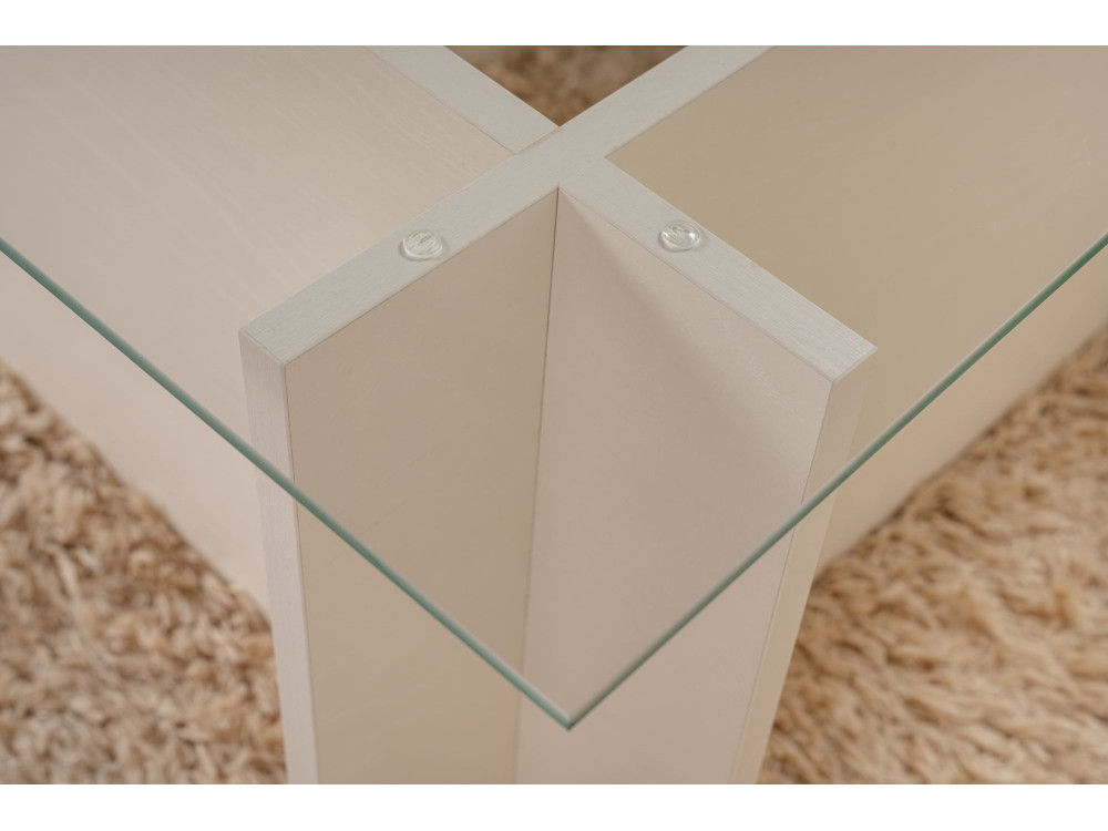 Tavolino in vetro "Vetrino" 105 x 65 x 40 cm - Legno bianco
