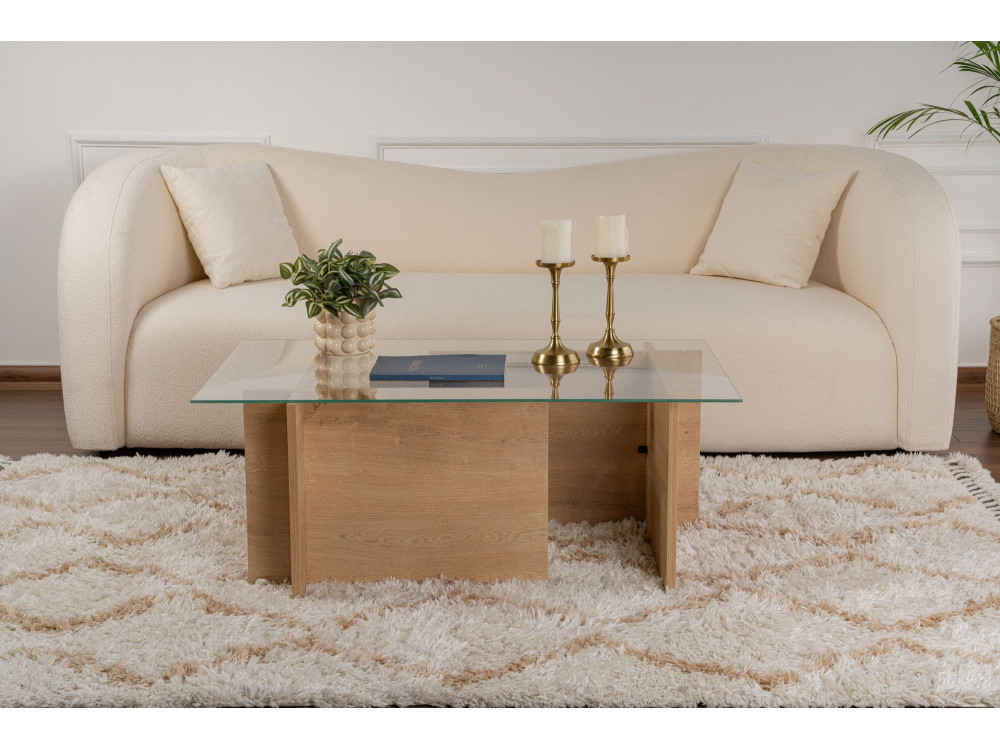 Tavolino in vetro "Vetrino" 105 x 65 x 40 cm - Rovere miele