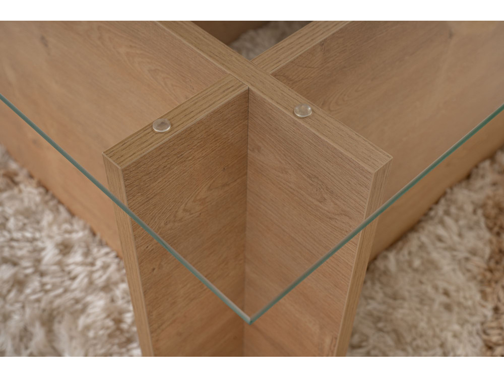 Tavolino in vetro "Vetrino" 105 x 65 x 40 cm - Rovere miele