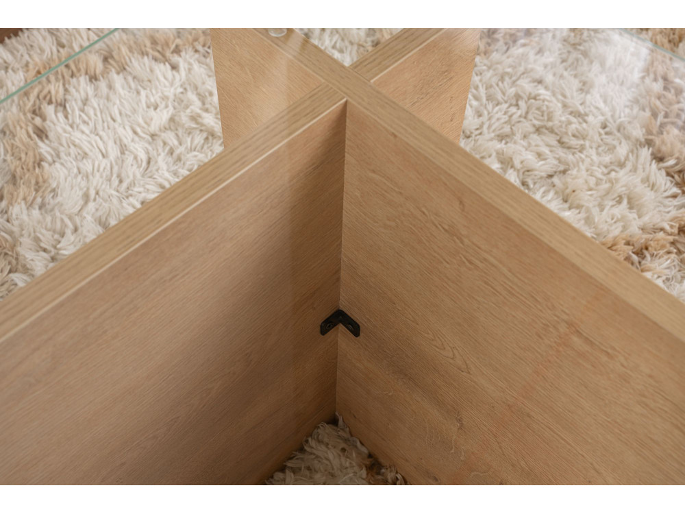 Tavolino in vetro "Vetrino" 105 x 65 x 40 cm - Rovere miele